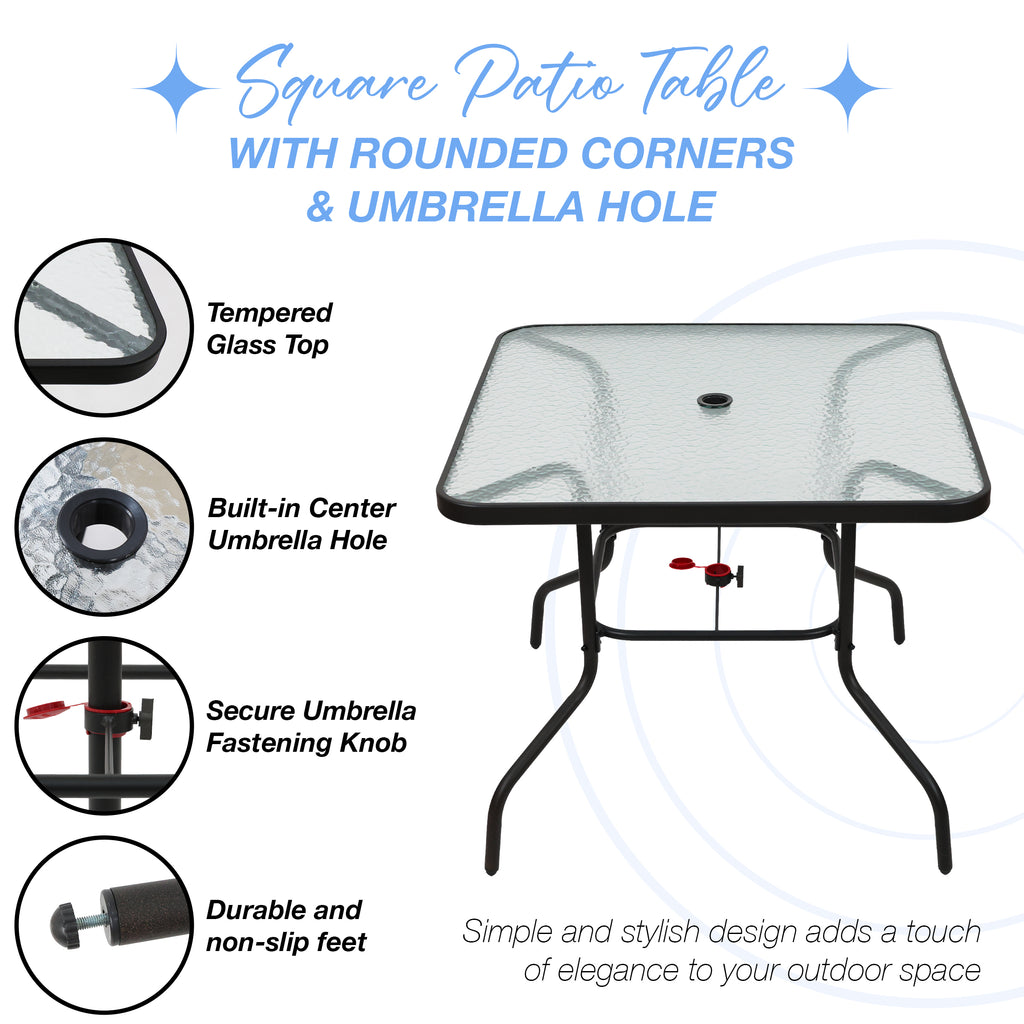 DECKIFY 6-Piece Outdoor Patio Furniture Set for 4, Patio Table and Chairs Set with Umbrella