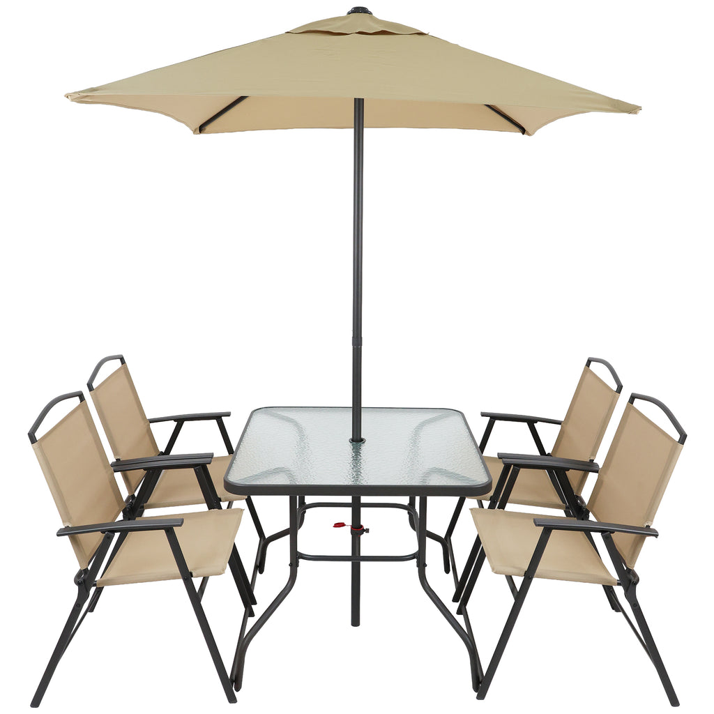DECKIFY 6-Piece Outdoor Patio Furniture Set for 4, Patio Table and Chairs Set with Umbrella