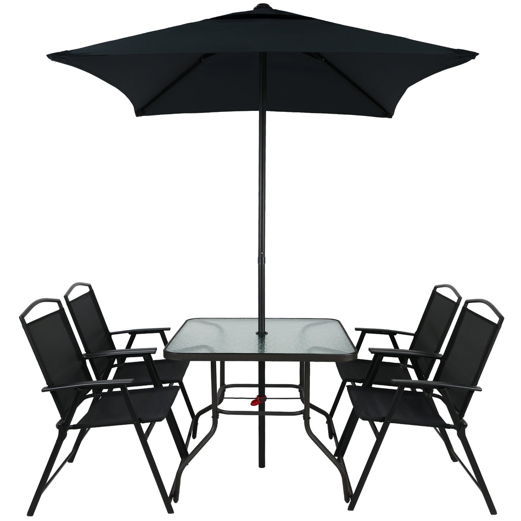 DECKIFY 6-Piece Outdoor Patio Furniture Set for 4, Patio Table and Chairs Set with Umbrella