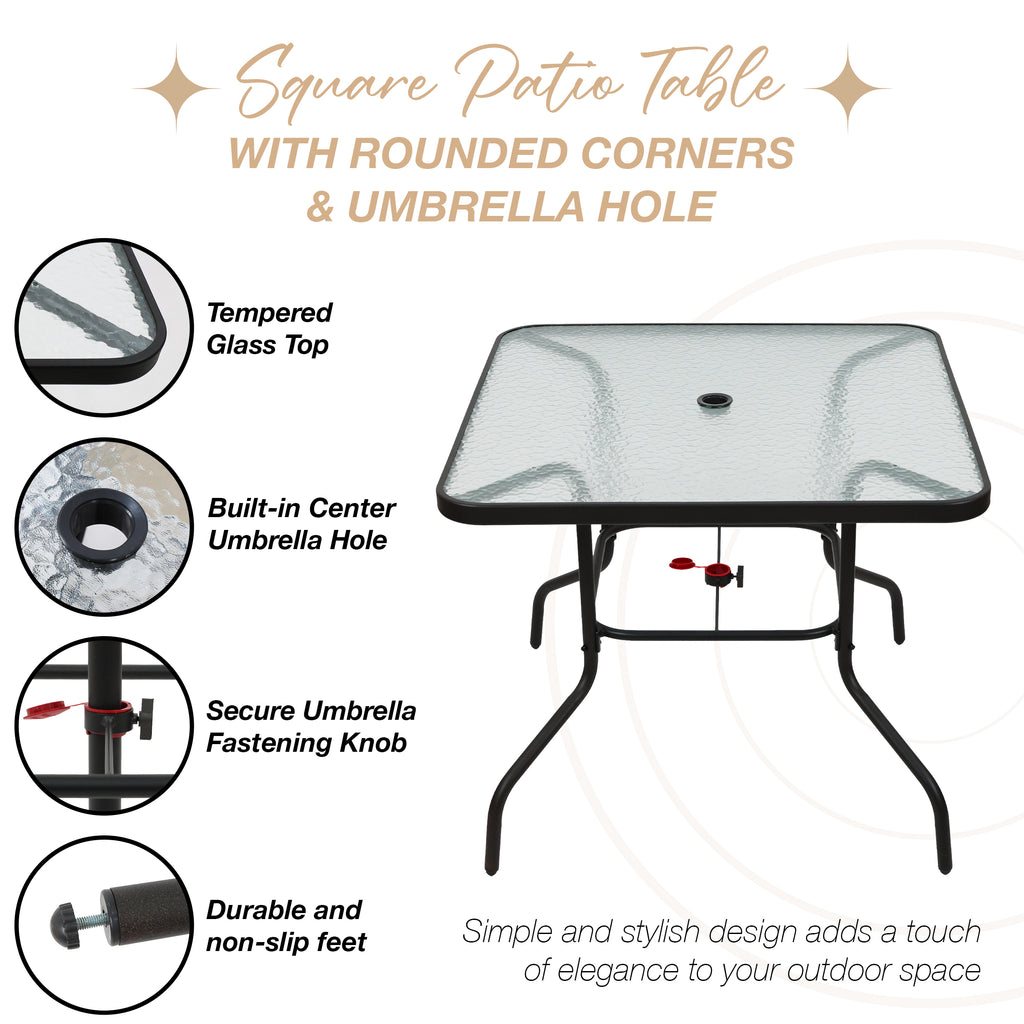 DECKIFY 6-Piece Outdoor Patio Furniture Set for 4, Patio Table and Chairs Set with Umbrella